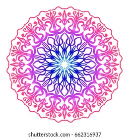 floral mandala. creative anti-stress ornament. vector illustration blue, purple color.