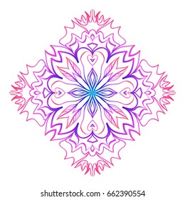 floral mandala. creative anti-stress ornament. vector illustration blue, purple color.