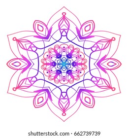 floral mandala. creative anti-stress ornament. vector illustration blue, purple color.