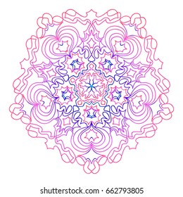 floral mandala. creative anti-stress ornament. vector illustration blue, purple color.