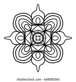 floral mandala. creative anti-stress ornament. vector illustration black color.