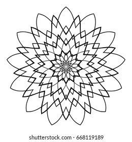 floral mandala. creative anti-stress ornament. vector illustration black color.