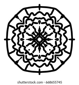 floral mandala. creative anti-stress ornament. vector illustration black color.