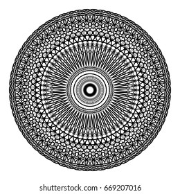 floral mandala. creative anti-stress ornament. vector illustration black color.