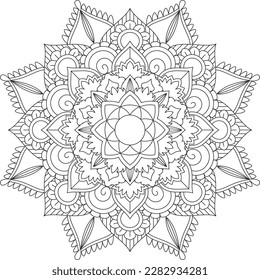 Floral Mandala - Decorative Coloring Mandala. Mandala Coloring Page, Illustration. Coloring book page. Mandala. Ethnic decorative element. Hand drawn backdrop. Vector for coloring page for adults