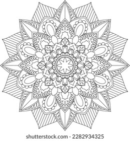 Floral Mandala - Decorative Coloring Mandala. Mandala Coloring Page, Illustration. Coloring book page. Mandala. Ethnic decorative element. Hand drawn backdrop. Vector for coloring page for adults