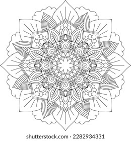 Floral Mandala - Decorative Coloring Mandala. Mandala Coloring Page, Illustration. Coloring book page. Mandala. Ethnic decorative element. Hand drawn backdrop. Vector for coloring page for adults
