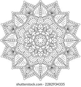 Floral Mandala - Decorative Coloring Mandala. Mandala Coloring Page, Illustration. Coloring book page. Mandala. Ethnic decorative element. Hand drawn backdrop. Vector for coloring page for adults