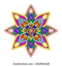 Mandala floral. Elemento decorativo. Dibujo oriental, ilustración vectorial. 