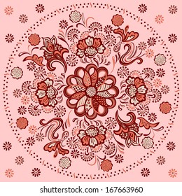 Floral mandala with decorative ornament. Swirling pattern elements
