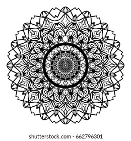 floral Mandala decorative ornament. Vector illustration. for coloring book, greeting card, invitation, tattoo. Anti-stress therapy pattern.