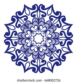 floral Mandala decorative ornament. Vector illustration. for coloring book, greeting card, invitation, tattoo. Anti-stress therapy pattern.