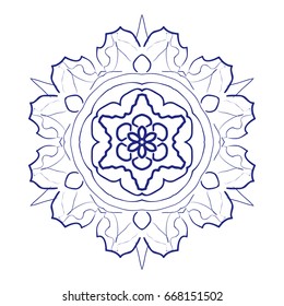 floral Mandala decorative ornament. Vector illustration. for coloring book, greeting card, invitation, tattoo. Anti-stress therapy pattern.