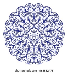 floral Mandala decorative ornament. Vector illustration. for coloring book, greeting card, invitation, tattoo. Anti-stress therapy pattern.