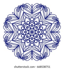 floral Mandala decorative ornament. Vector illustration. for coloring book, greeting card, invitation, tattoo. Anti-stress therapy pattern.