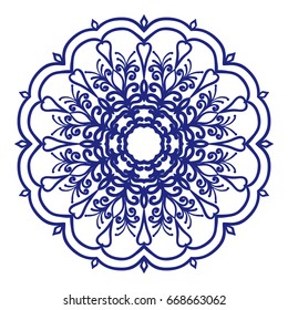 floral Mandala decorative ornament. Vector illustration. for coloring book, greeting card, invitation, tattoo. Anti-stress therapy pattern.