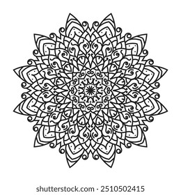 Floral Mandala Design with black and white, vector 