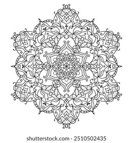 Floral Mandala Design with black and white, vector 