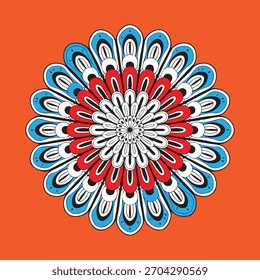 “Intrincado diseño de mandala floral en estilo de Vector audaz”