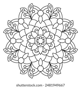 floral mandala design for coloring book, tattoo and henna design, creative mandala art, mandala design for adults coloring book
