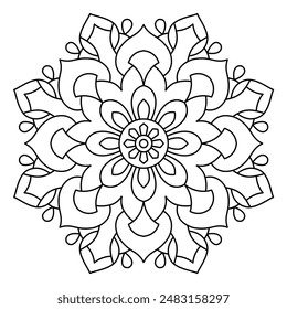 floral mandala design for coloring book, tattoo and henna design, creative mandala art, mandala design for adults coloring book
