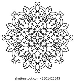 floral mandala design for coloring book, wall art, tattoo design, mandala art for henna design, relaxing mandala design
