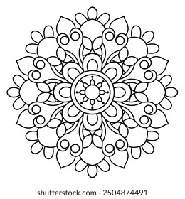 floral mandala design for coloring book, henna design and wall art, stylish mandala art
