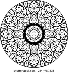 Diseño floral del mandala para colorear, relajación, meditación, terapia de arte, alivio del estrés, patrones decorativos,
 Geometría sagrada, Actividades de atención plena, Arte bohemio  
