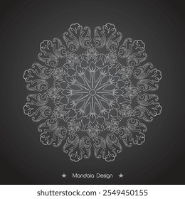 Floral Mandala design with golden black and white of Illustration