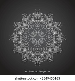 Floral Mandala design with golden black and white of Illustration