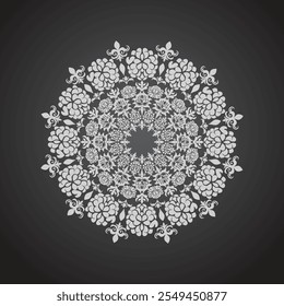 Floral Mandala design with golden black and white of Illustration
