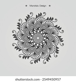 Floral Mandala design with golden black and white of Illustration
