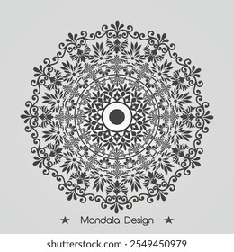Floral Mandala design with golden black and white of Illustration
