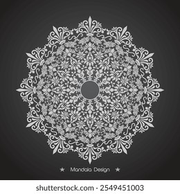 Floral Mandala design with golden black and white of Illustration
