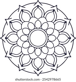 Floral Mandala Design in Outline