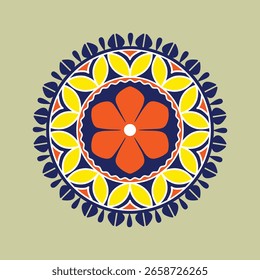 Vector floral del diseño del mandala, diseño floral simétrico del mandala, diseño del alpona, diseño del rongoli