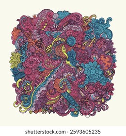 Floral Mandala Doodle Pattern Vector Illustration