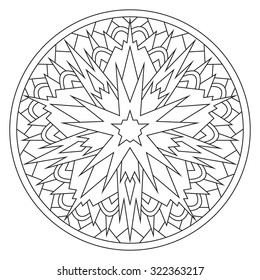 Floral mandala. East circular pattern for coloring on a white background.