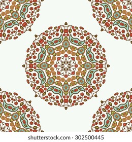 Floral mandala. Ethnic decorative elements. Hand-drawn background. Islam, Arabic, Indian, Ottoman motifs.