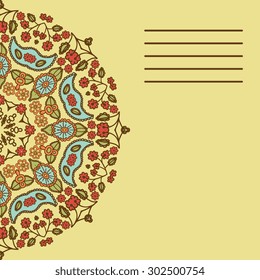 Floral mandala. Ethnic decorative elements. Hand-drawn background. Islam, Arabic, Indian, Ottoman motifs.