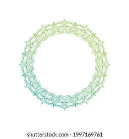 Floral mandala frame design element. Vector frame mandala in vibrant green color. Mandala with leaves patterns. 