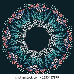 Floral mandala frame for texr template for card colourful