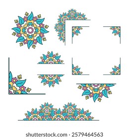 Floral mandala frame vector design