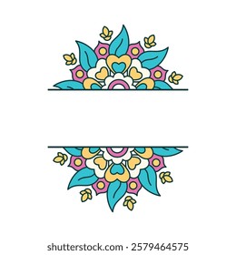 Floral mandala frame vector design