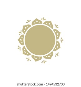 floral mandala, gold ornamental logo emblem