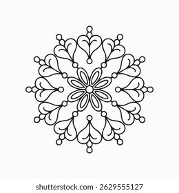 Floral Mandala Heart Line Art Design