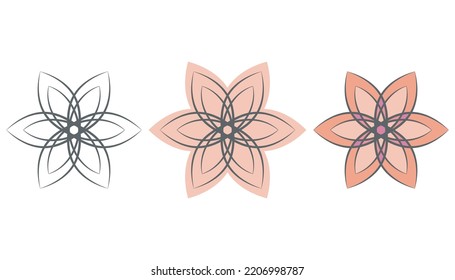 Floral Mandala Icon Set, Ethnic Boho Style Logo. Creative Flower Web Decor, Isolated Elements, Vector Illustration Suitable For Social Media Posts, Mobile Apps,  Web Design