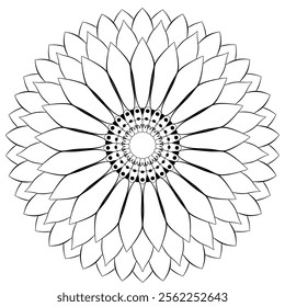 Floral mandala with intricate petal patterns and elegant symmetry, perfect for decor.