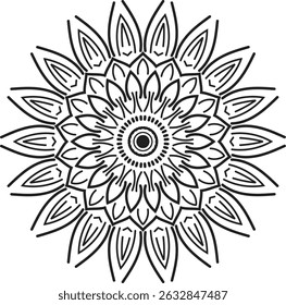 Mandala floral: Uma intrincada e visualmente impressionante mandala floral, trabalhada com detalhe meticuloso, oferece um senso de equilíbrio e harmonia, ideal para expressão espiritual e estética.