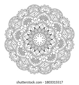 Floral Mandala Line Art Adult Coloring